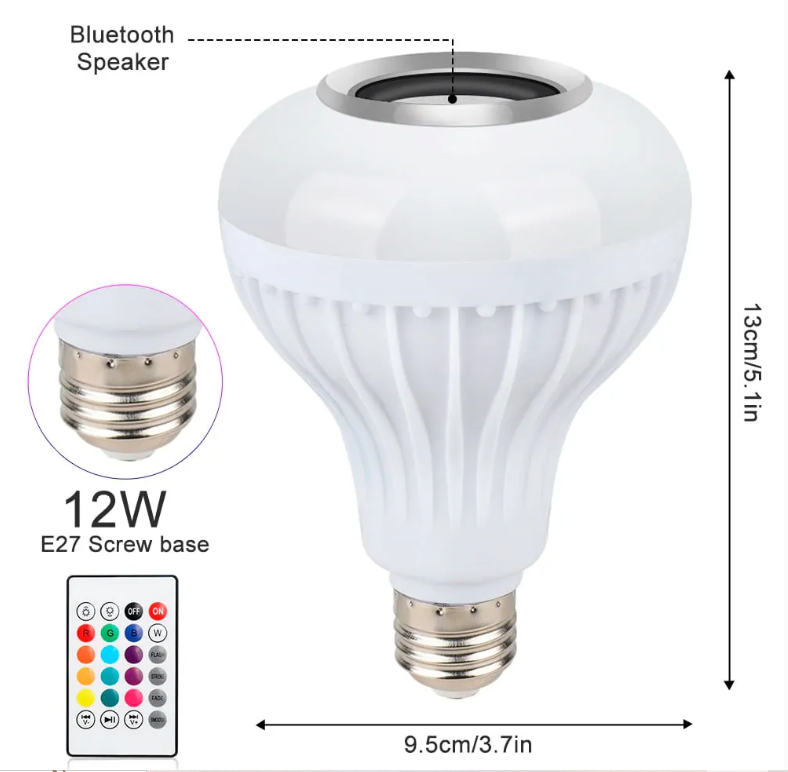 Foco LED RGB con Parlante Bluetooth - Foco Musical Inteligente Luz Blanca + Multicolor - ENVIOS GRATIS